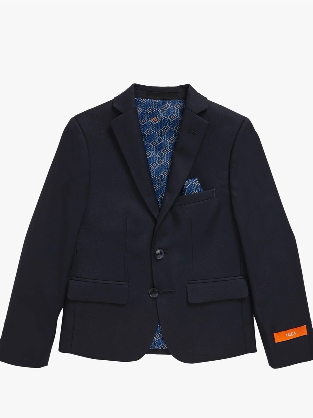 TALLIA Navy Blue Boys' Blazer with Blue Patterned Lining